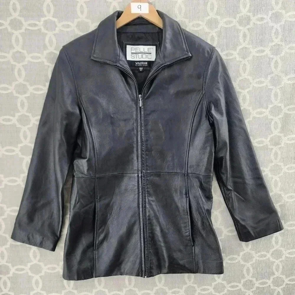 Vintage Pelle Studio Wilsons Leather Full Zip Black Leather Jacket Women's M